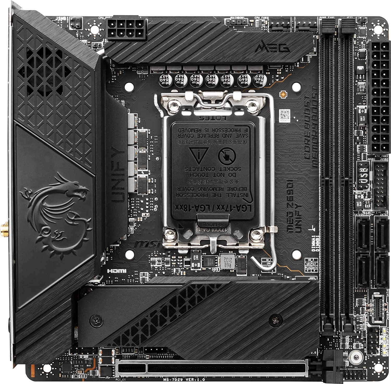 MSI MSI MEG Z690I Unified Gaming Motherboard (Mini ITX,*12 Gen Intel Core,LGA 1700 Slot,DDR5,PCIe 5,2.5G LAN,M.2 Slot,Wi-Fi 6E)